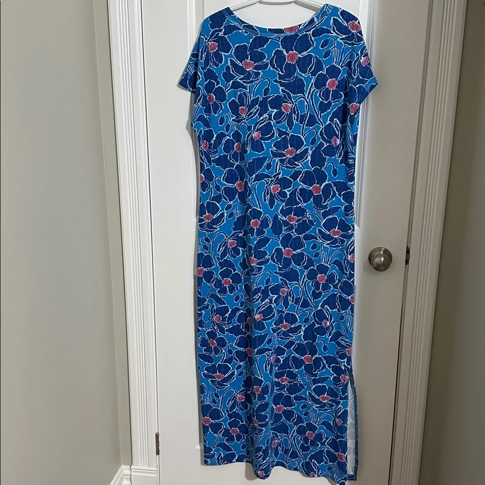 Sz L🇨🇦⭐️NWT Hatley Blake Textured Peonies Maxi Dress PTP 21”+ Stretch - Picture 7 of 11